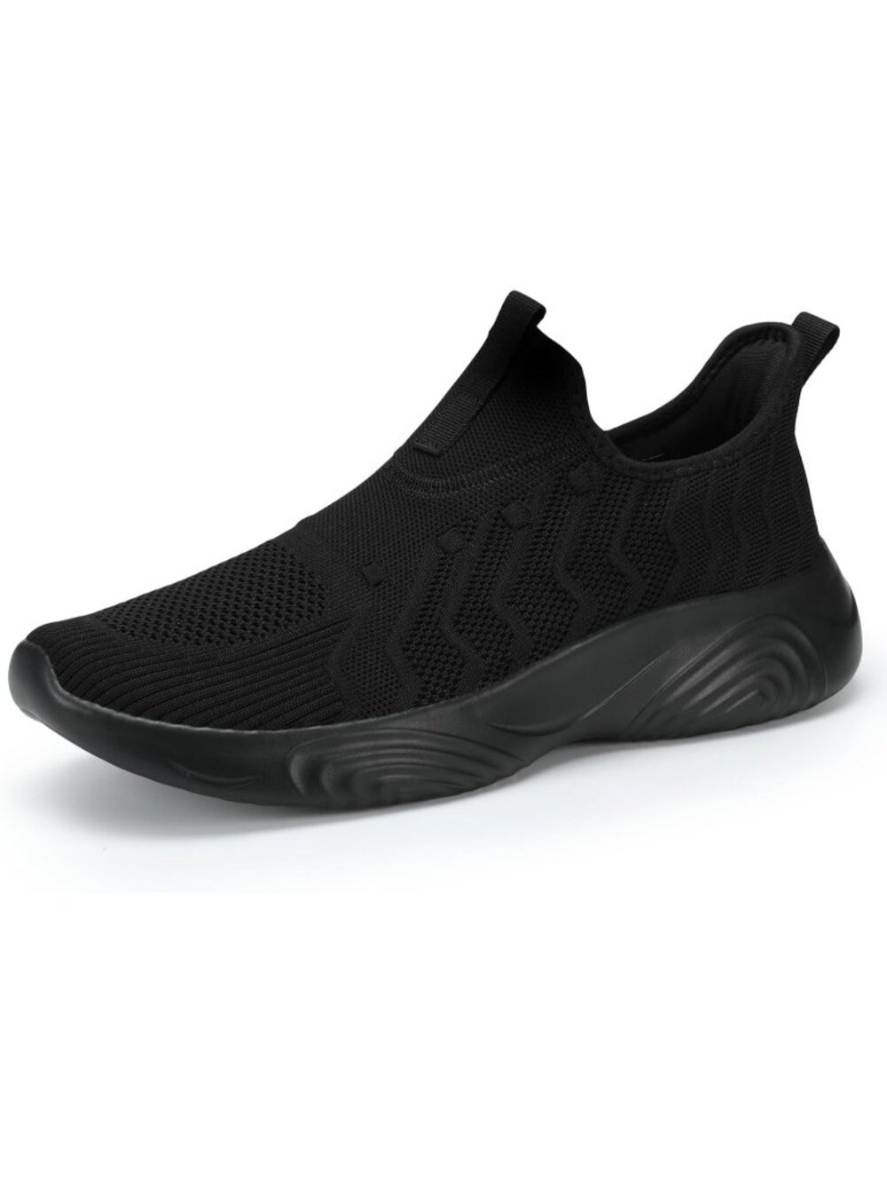 Men's All Black Slip On Walking Mesh Shoes Lightweight Comfortable Running Shoes